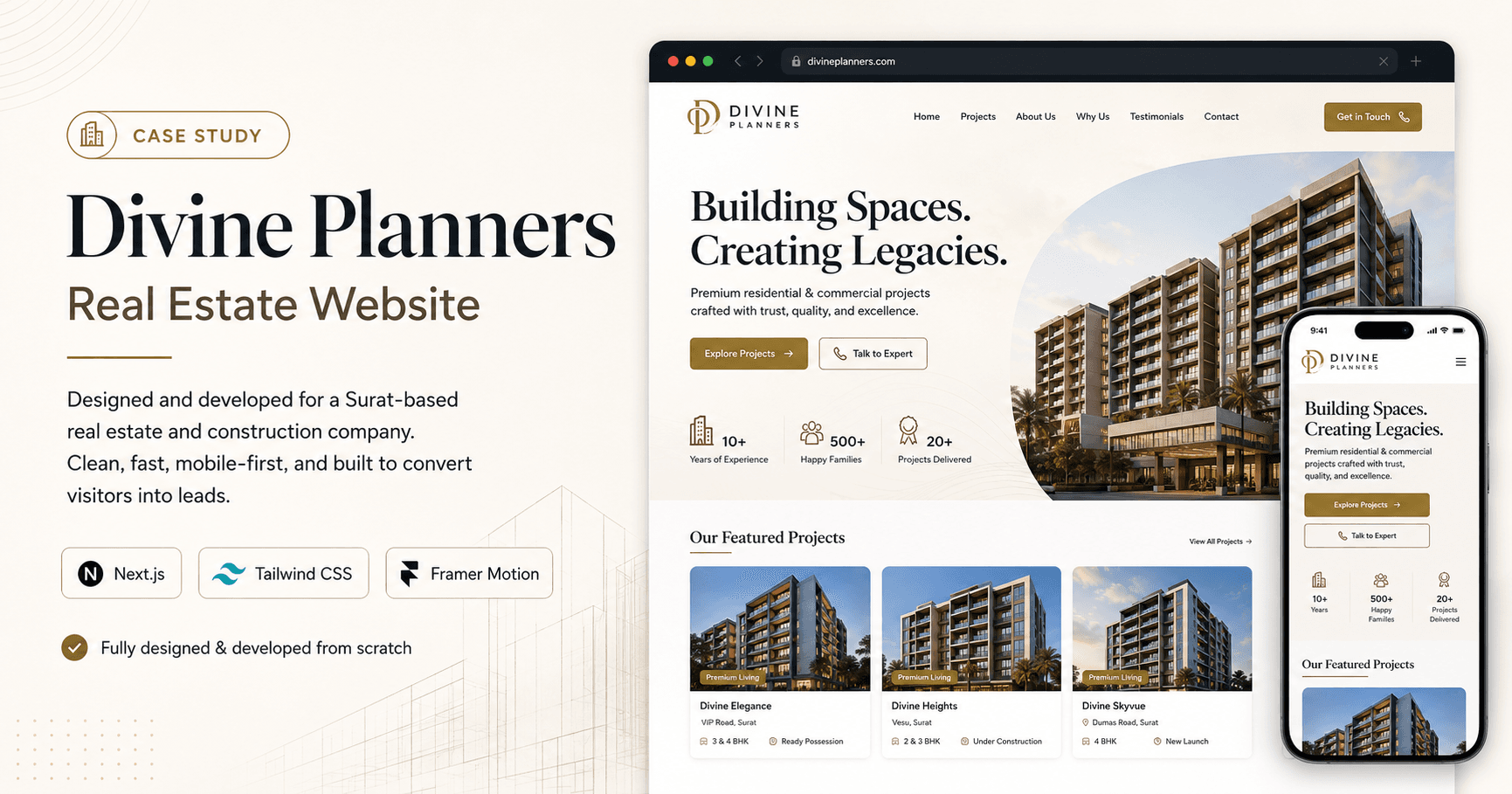 Divine Planners — Real Estate Website project cover